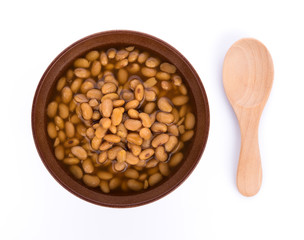 bowl of soy bean paste on white background
