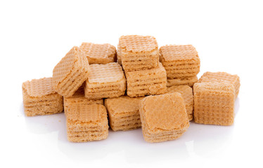 Milk wafers cubes isolated on white background