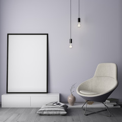 Mockup Poster in the interior 3D illustration of a modern design