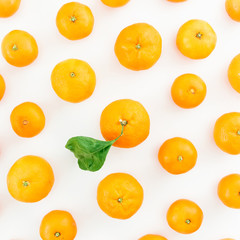 Mandarin on white Background. Flat lay. Flat lay