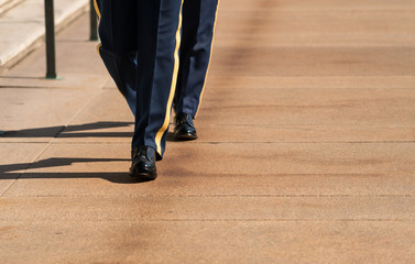 Fototapeta na wymiar Legs and feet of honor guard in Arlington Cemetery