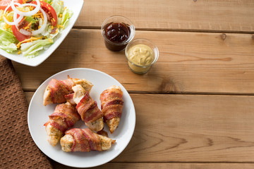 bacon wrapped chicken tenders overhead