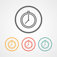 flat time wall clock trendy stroke icon