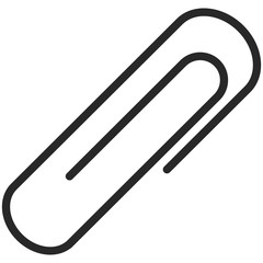 Simple Vector Icon of a classic paper clip in line art style. Pixel perfect. Basic education element. School and office tool. Back to college.