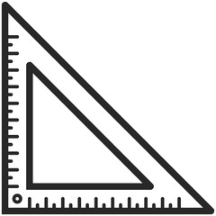 Simple Vector Icon of a classic angle ruler in line art style. Pixel perfect. Basic education element. School and office tool. Back to college.