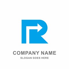 Monogram Letter R Right Sign Arrow Link Connection Technology Computer Business Company Stock Vector Logo Design Template