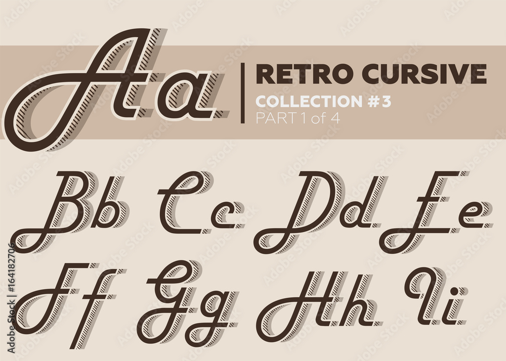 Fototapete retro character typeset. vintage layered font with striped shadow.