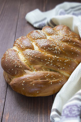 Homemade  bakery.Delicious bread on a wooden table.Healthy eating consept.