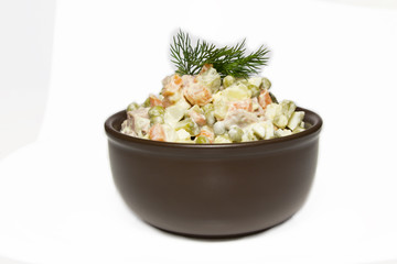 Salad Olivier isolated on white