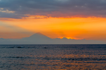Scenics View of Sea Against Vulcano Island during Sunset