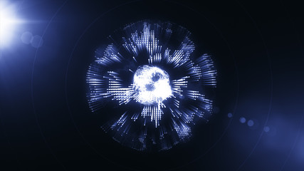 3D illustration of the energy abstract molecule inside the planet earth