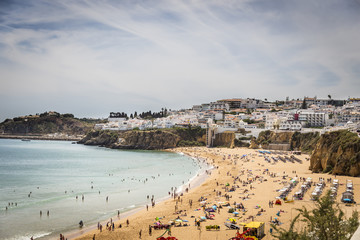Fototapeta na wymiar Landscape of beach in albufeira, Portugal.
