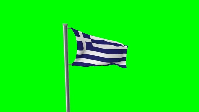 wehende griechenlandfahne mit green screen hintergrund