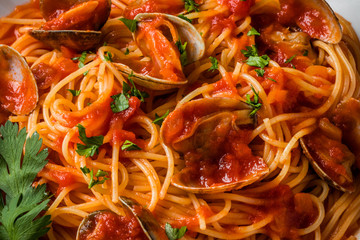 ボンゴレパスタ　Spaghetti with clam and tomato 