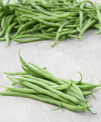 récolte d'haricots verts du jardin bio,en été