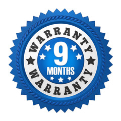 9 Months Warranty Badge Isolated