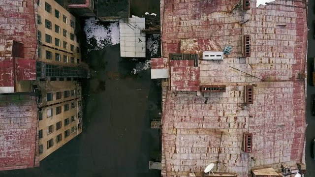 Aerial View, Abandoned house, Stunning Shots of Drones of Disgusting Post-Soviet Building