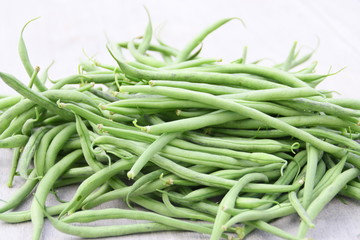 récolte d'haricots verts du jardin bio,en été