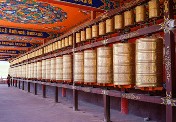 Prayer wheels at Yarchen Gar in Sichuan, China