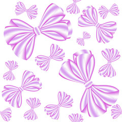 Seamless pattern from pink ribbon bows