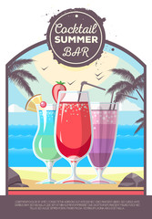 Flat style design of cocktail summer bar. Cocktail menu