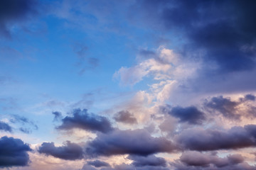 Fototapeta na wymiar Sky and clouds / Sky and rain clouds at twilight.