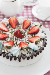 Tasty strawberry cream cake