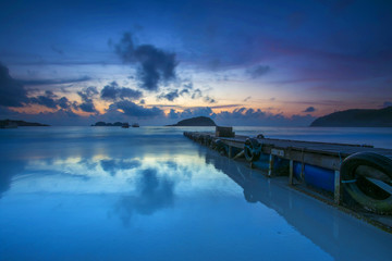 Fototapeta premium scenery of sunrise at Redang Island,Malaysia. Soft focus,motion blur due o long exposure.