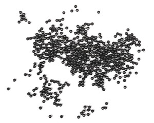 Shotgun pellets, birdshot isolated on white background top view with clipping path