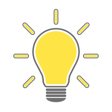 Light bulb with yellow light simple vector illustration