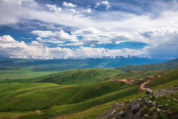 Mountain landscape. Kyrgyzstan. Suusamyr Valley.