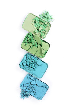 Blue And Green Crushed Eyeshadow For Make Up As Sample Of Cosmetic Product