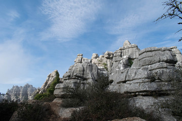 weathered mountain peaks in Torcal, Spain