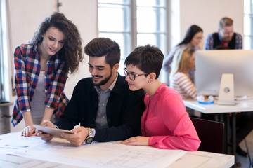 Startup Teamwork Brainstorming Meeting concept in office