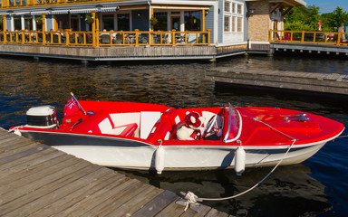 Red and white boat