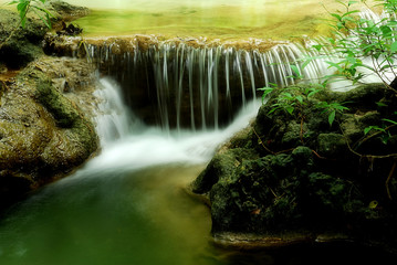 Beautiful waterfall have  emerald green
