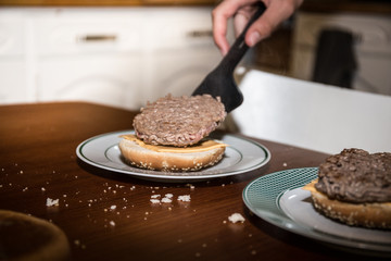Closeup of a fresh homemade better burger