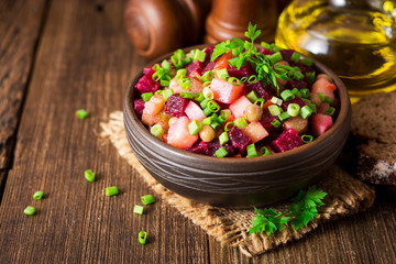 Vinegret - traditional Russian vegetable salad.