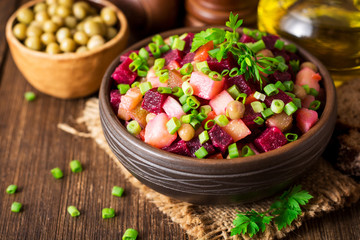 Vinegret - traditional Russian vegetable salad.