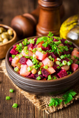 Vinegret - traditional Russian vegetable salad.