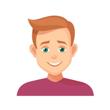 avatar smiling boy facial expression. vector icon isolated fron white background