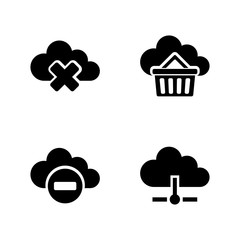 Computing Cloud. Simple Related Vector Icons Set for Video, Mobile Apps, Web Sites, Print Projects and Your Design. Black Flat Illustration on White Background.
