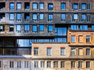 Beautiful facade of the house in sunny day
