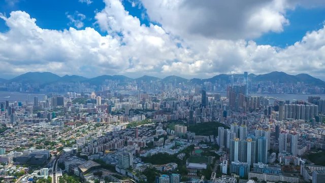 Aerial hyperlapse video of Hong Kong in daytime
