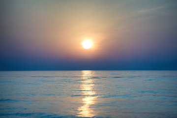 Sunset or sunrise over sea