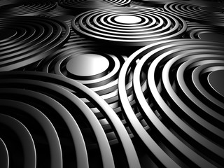 Abstract Dark Metallic Round Circles Design Background