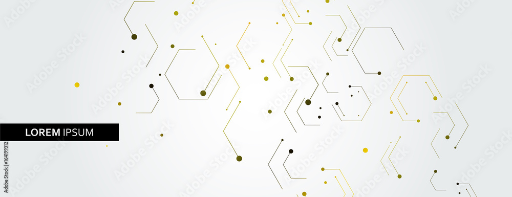Poster Vector banner design, white background with hexagon pattern