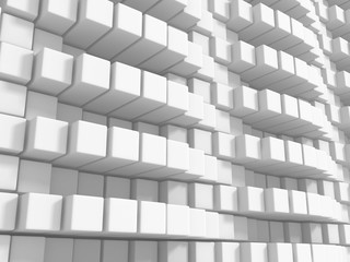 Abstract Empty White Cubes Wall Background