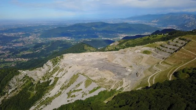Landscape on the concrete quarry closed to Linzone Mountain, Bergamo, Italy