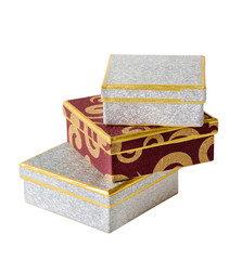Stack of  gift boxes isolated on white background